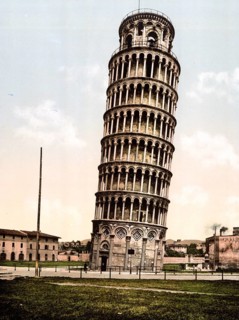 Der Schiefe Turm, Pisa, Italien / The Leaning Tower, Italy, Historic, digitally restored