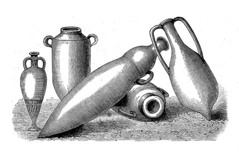Amphora, amphora, Roman wine jug, illustration from 1885, historical, digital reproduction of an