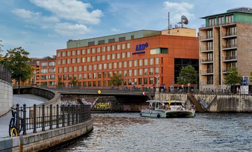 The ARD capital city office on the banks of the Spree in Berlin's government district, Berlin,