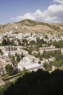 The Albaicin district in the city of Granada taken from the Alhambra palace, Spain, Europe