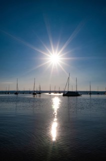 Sunset over the Lake Ammer near Herrsching, Bavaria, Germany, Europe