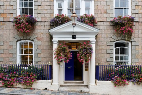 Constables Office in St Peter Port, police station main entrance, Channel Island Guernsey, England,