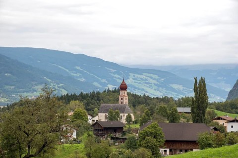 View of Sankt Oswald, municipality of Kastelruth, South Tyrol, Italy, Europe