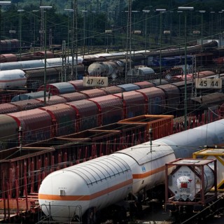 Train formation yard in the Vorhalle district, marshalling yard, goods trains, Hagen, Ruhr area,