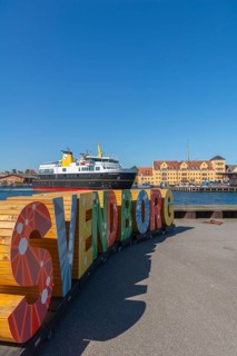 Maritime Svendborg, Frederiksø, Frederiks Island in the harbour, colourful lettering, old