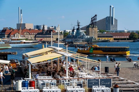 Pier, shore at Nordre Toldbod, restaurant, terrace Seaside Toldboden, harbour, at Langelinie Park,