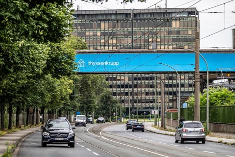The headquarters of thyssenkrupp Steel Europe AG in Duisburg-Bruckhausen, Kaiser-Wilhelm-Straße,
