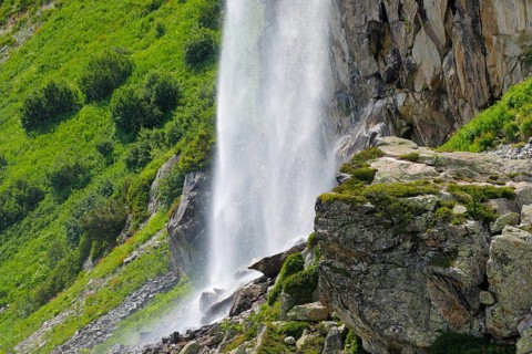 Wyssebach Falls plunges over a striking cliff, Canton of Bern, Switzerland, Europe