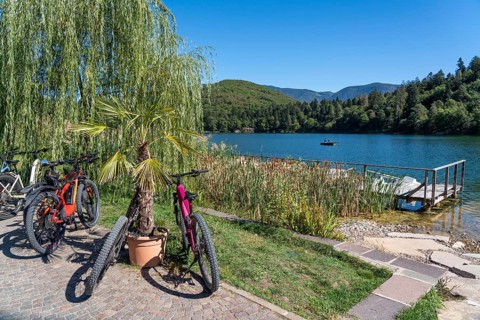 The Montiggler Lakes, on the South Tyrolean Wine Road, biotope and recreational area, the large