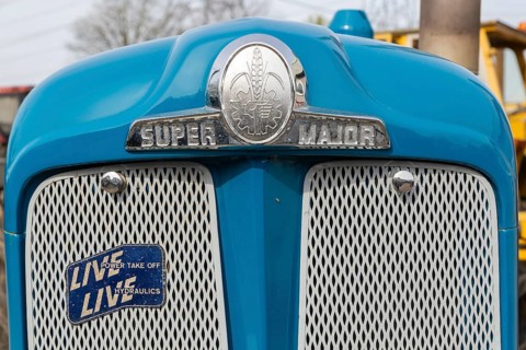 Front radiator Fordson Super Major tractor on display at used machinery auction, Campsea Ashe,