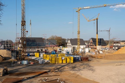 New development area, Am Schwan, in Wesel, where 70 detached and semi-detached houses are being
