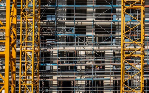 Construction site, at the Cologne Trade Fair Centre, new construction of a high-rise office