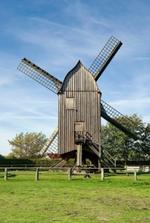 Historic Groß Ernsthof windmill, Klockenhagen open-air museum, historic Mecklenburg village,
