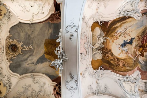 Baroque church, vaulted ceiling, Fridolinsmünster, Church of St Fridolin, Bad Säckingen, Upper