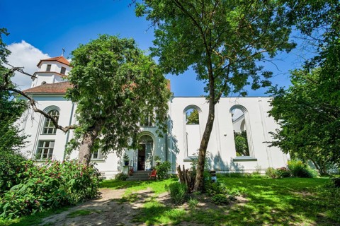 Cycle path church in Kienitz, Letschin, Brandenburg, Germany, Europe