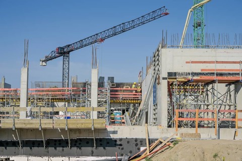 Construction site, new building for Adlershof Community School, Eisenhutweg, Adlershof,