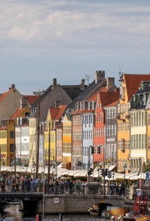 Nyhavn, in the Frederiksstaden district, harbour district with houses over 300 years old, moored