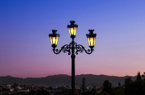 Arequipa, Peru. Sunset view of the Misti Volcano mountain range from the Yanahuara bridge