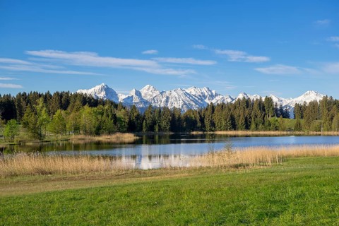 Hegratsrieder See near Füssen, Allgäu Alps, snow, Allgäu, Bavaria, Germany, Europe