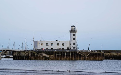 Scarborough Lighthouse and Harbour, Vincent Pier, Scarborough, North Yorkshire, England, United