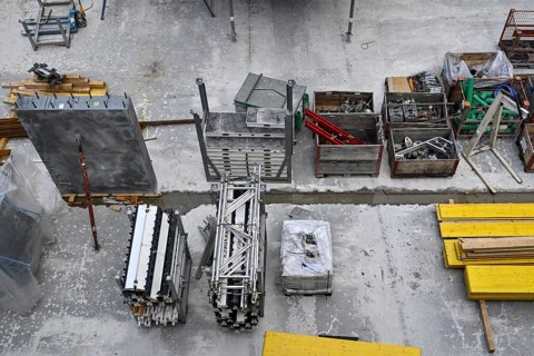 Large construction site for floor formwork