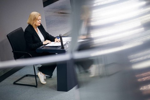 Nancy Faeser (SPD), Federal Minister of the Interior and Home Affairs, recorded during a speech on