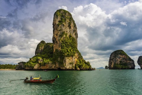 Island landscape near Krabi, stormy sky, thunderstorm, cloudy, weather, sky, storm clouds, nature,