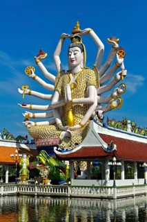 Eighteen-armed Guanyin statue, Buddhist temple Wat Plai Laem, Koh Samui, Thailand, Asia