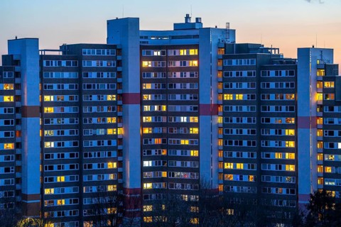 High-rise buildings in the Bensberg residential park, Bergisch-Gladbach, 18-storey housing estate