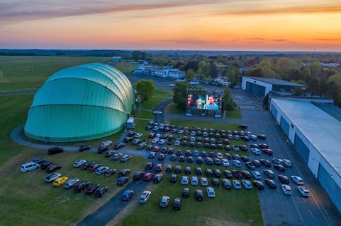 Drive-in cinema at Essen/Mülheim Airport Motor Movies, temporary film screening, at the WDL airship