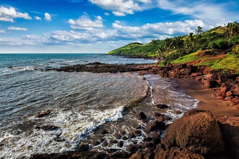 Anjuna Beach famous tourist destination, Goa, India, Asia