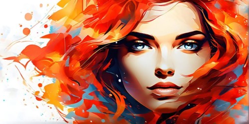 AI generated abstract portrait in vector art foundation watercolor textures with overlapping