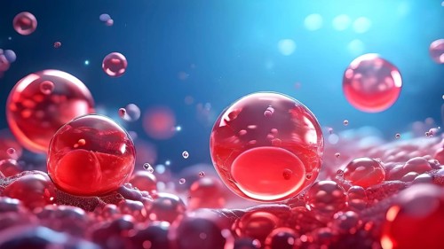 3d illustration of human red blood cells suspended in plasma, AI generated