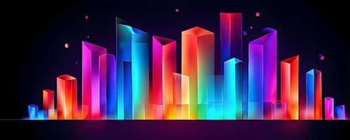 Modern abstract cover template with vibrant perspective 3d geometric prism shapes, AI generated