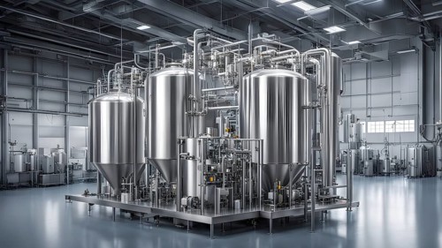Mechanized pharmaceutical bioreactor in a manufacturing laboratory, AI generated