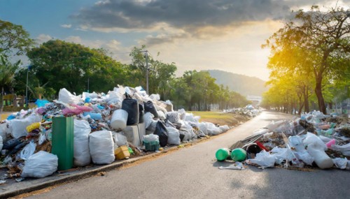 Symbolism, rubbish on the roadside, AI-generated, AI-generated, AI generated