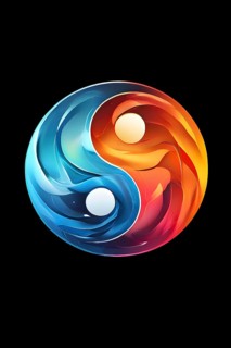 Minimalist rendering of an abstract yin yang symbol portraying work life balance with split