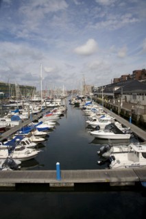 Leisure boats Scheveningen harbour Holland