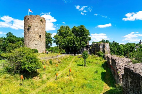 The hilltop castle of Blankenberg, near Hennef, above the Siegschleife near the district of