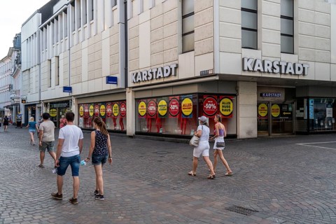 Karstadt shop in Trier city centre, clearance sale, as this shop is closed, Trier,