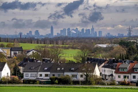 View from the village of Weilbach, a district of Flörsheim am Main in the Main-Taunus district of