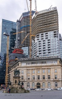 Construction site of the FOUR construction project, 4 high-rise towers at Roßmarkt in Frankfurt am