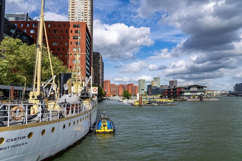 The Rijnhaven, a 28-hectare harbour basin, has now been filled in by almost a third to create space