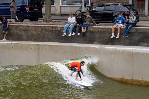 Surfing facility in the city centre of Rotterdam, Rif010, supposedly the world's first wave