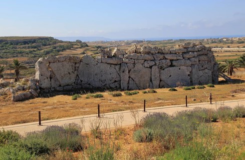 Ggantija neolithic megalithic 5500 years old prehistoric temple complex site Gozo, Malta, Europe