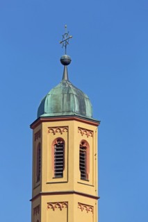 Spire of the Spitalkirche, Heilig Geist Kirche, Dinkelsbühl, Middle Franconia, Franconia, Bavaria,