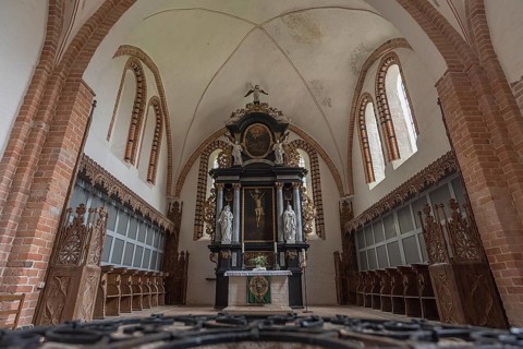 18th century baroque altar in St Mary's Church, Klütz, Mecklenburg-Western Pomerania, Germany,