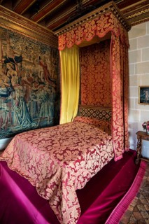 Historic bedroom, Chenonceau Castle, Château de Chenonceau, Department Indre-et-Loire, Centre-Val