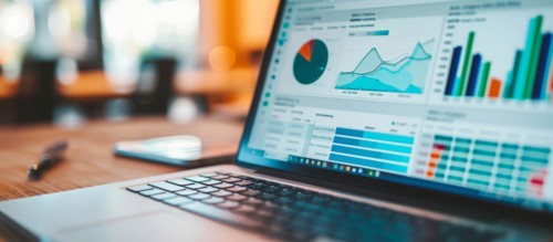 Marketing finance analysis and business growth prediction during business meeting presentation, AI