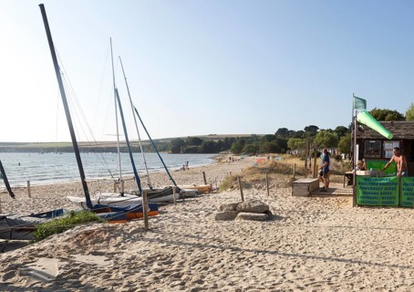 Early morning quiet at Knoll beach, Studland Bay, Swanage, Dorset, England, UK